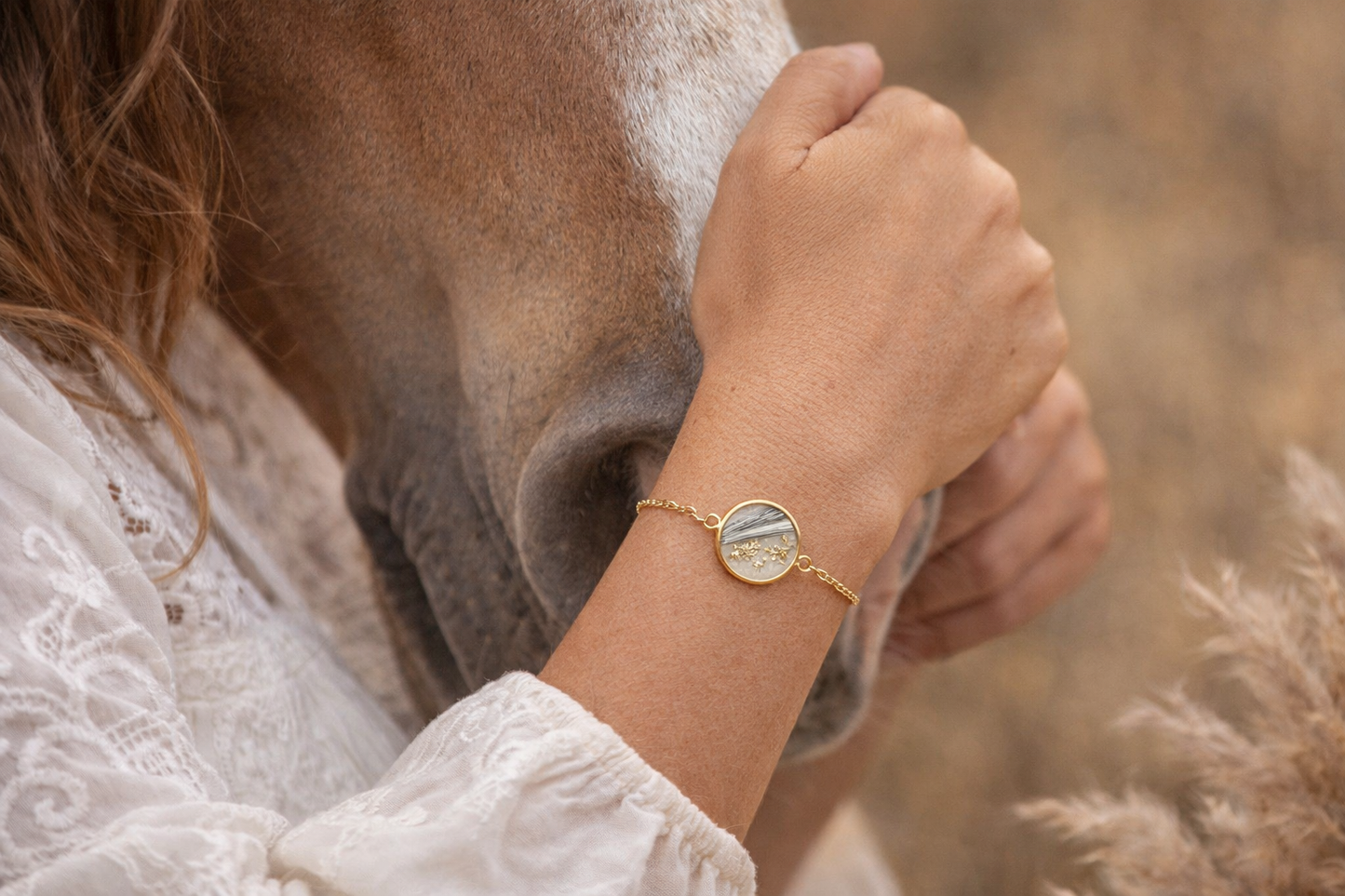 Armband aus Tierhaar - Silber und Vergoldet