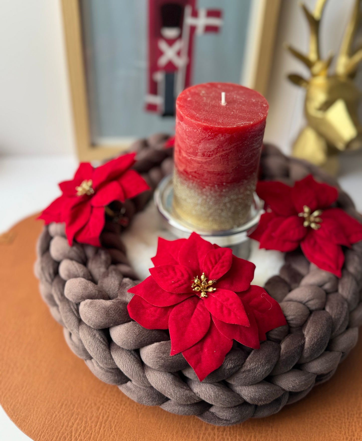 Samtkranz Braun– handgefertigter Tür- & Tischkranz aus Samtgarn – 22cm bis 40cm