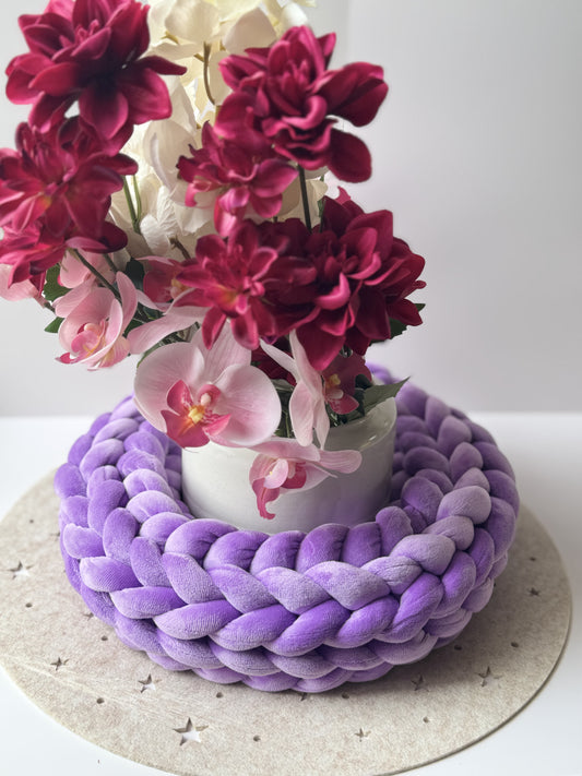 Samtkranz Lila – handgefertigter Tür- & Tischkranz aus Samtgarn – 30 cm