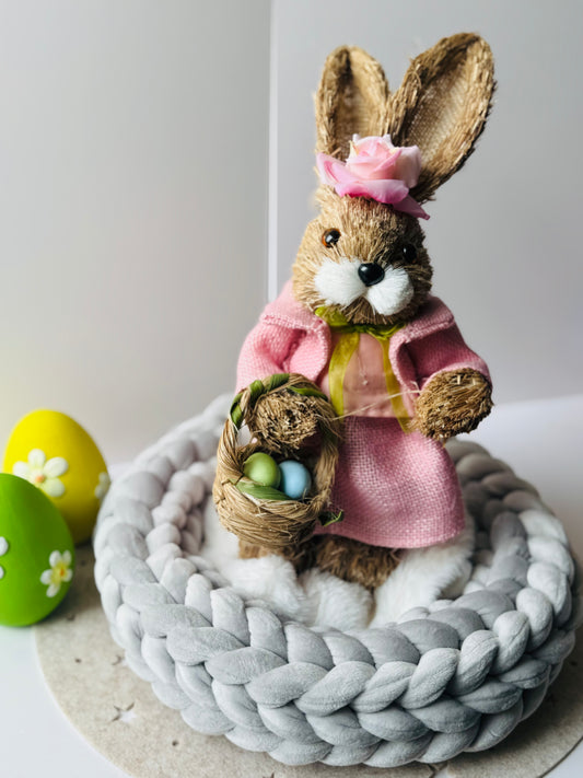 Samtkranz Hellgrau – handgefertigter Tür- & Tischkranz aus Samtgarn – 22cm bis 40cm