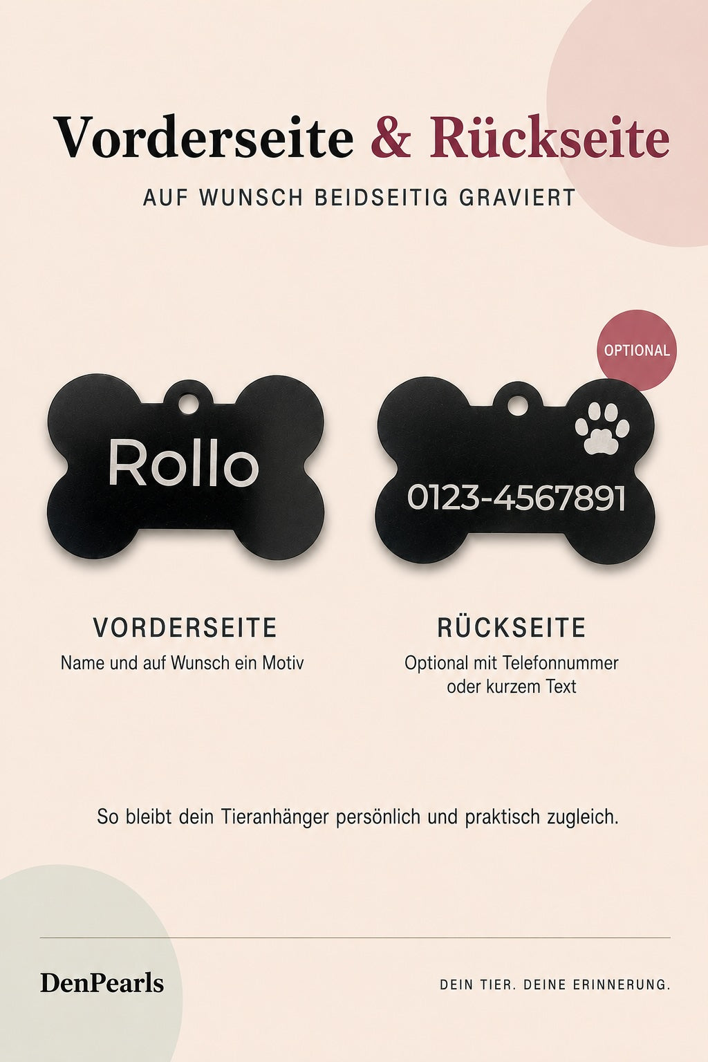 Personalisierte Halftermarke Rund mit Gravur
