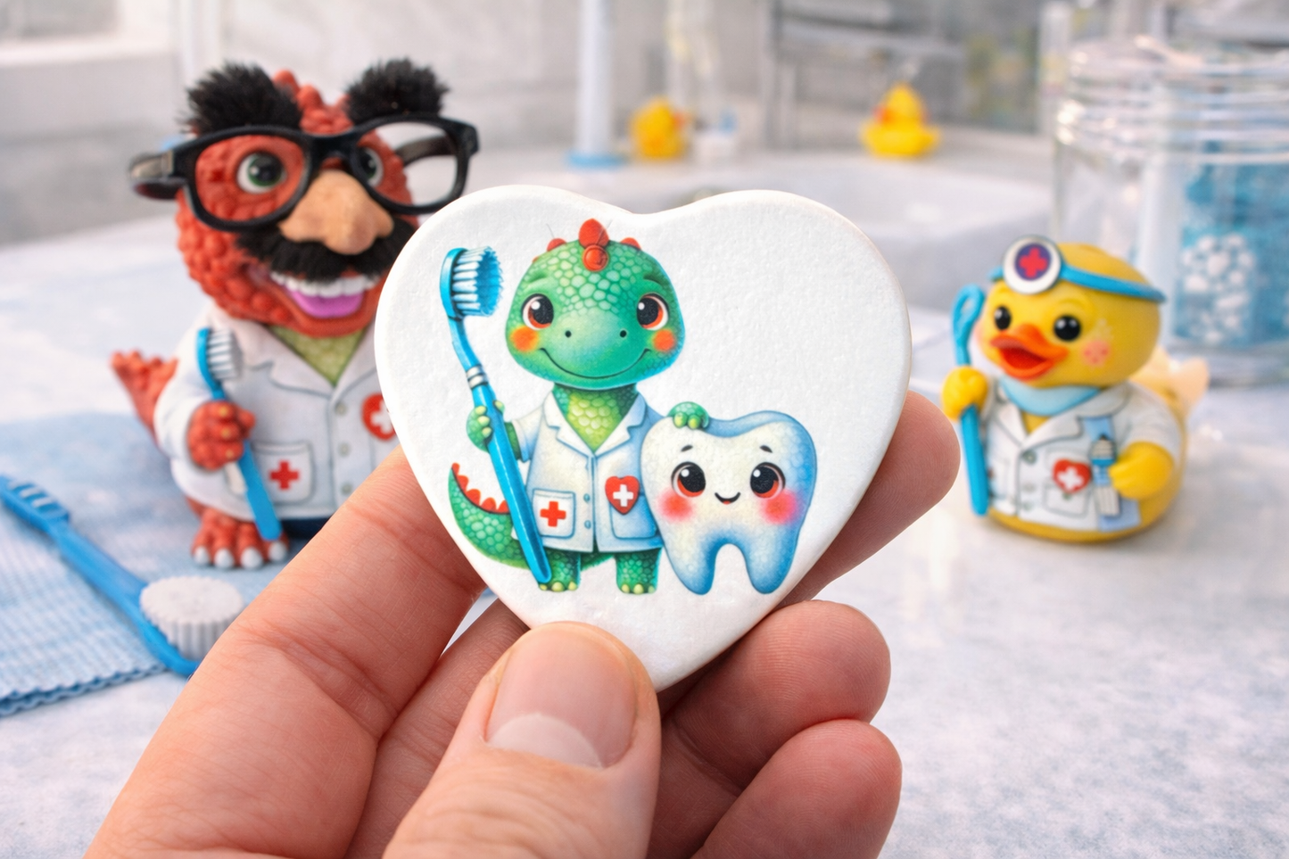 Starterpaket Zahnarztpraxis - Kindermagnet Tier mit Zahnbürste und Zahn