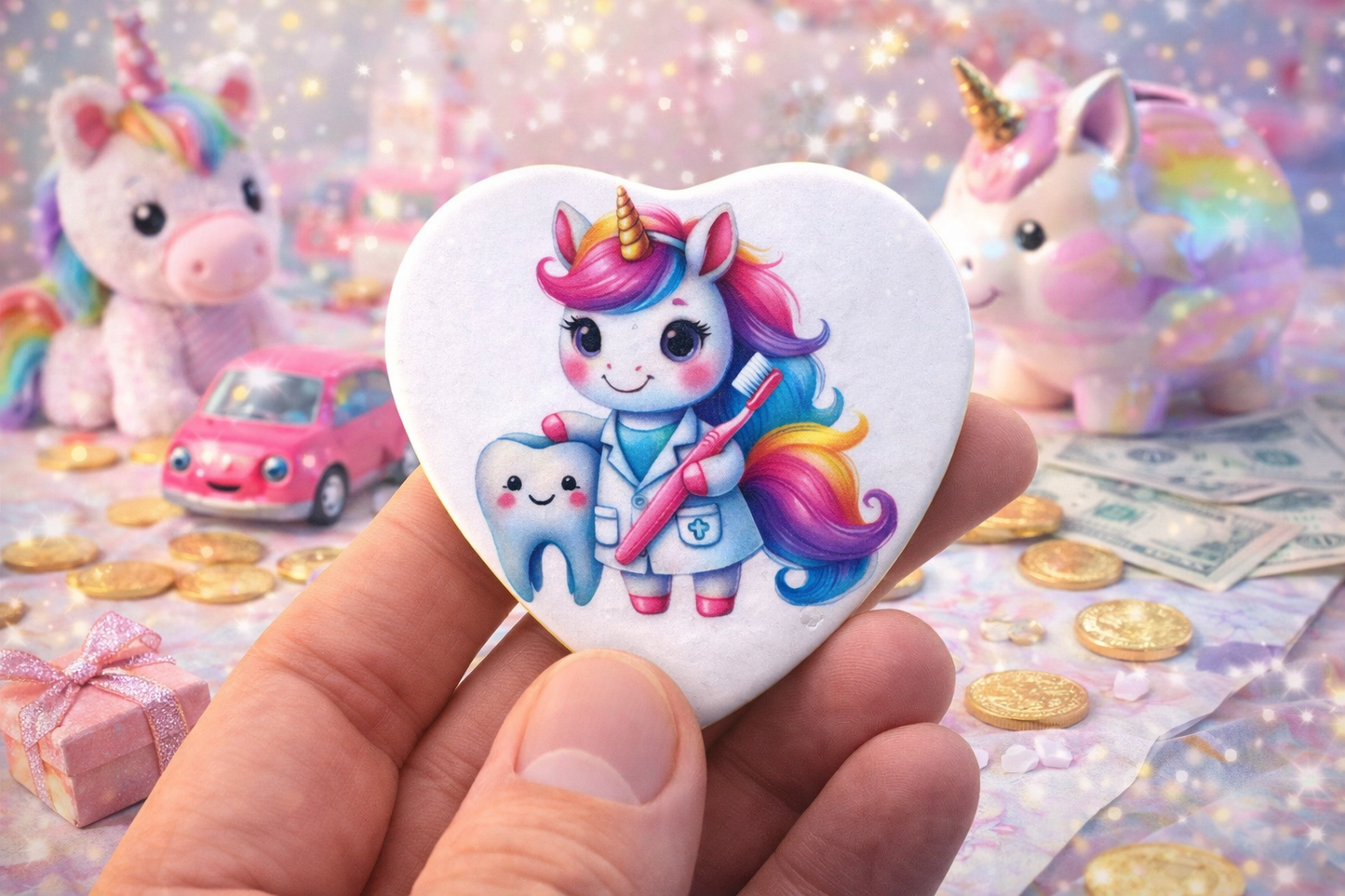 Starterpaket Zahnarztpraxis - Kindermagnet Tier mit Zahnbürste und Zahn