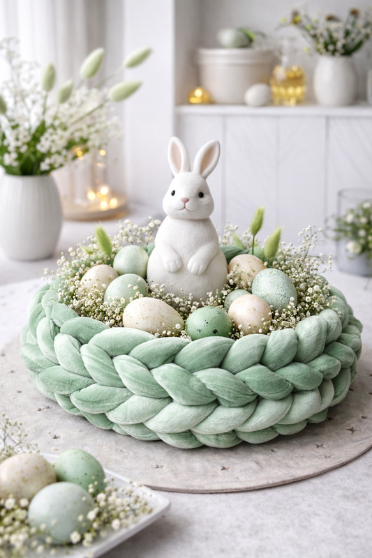 Samtkranz Lindgrün – handgefertigter Tür- & Tischkranz aus Samtgarn – 22cm bis 40cm