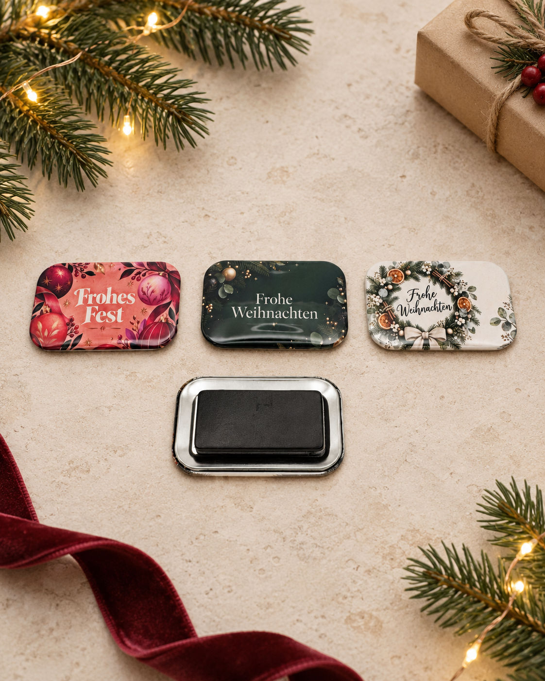 Weihnachtsmagnet mit festlichen Motiven - Geschenkidee zu Weihnachten