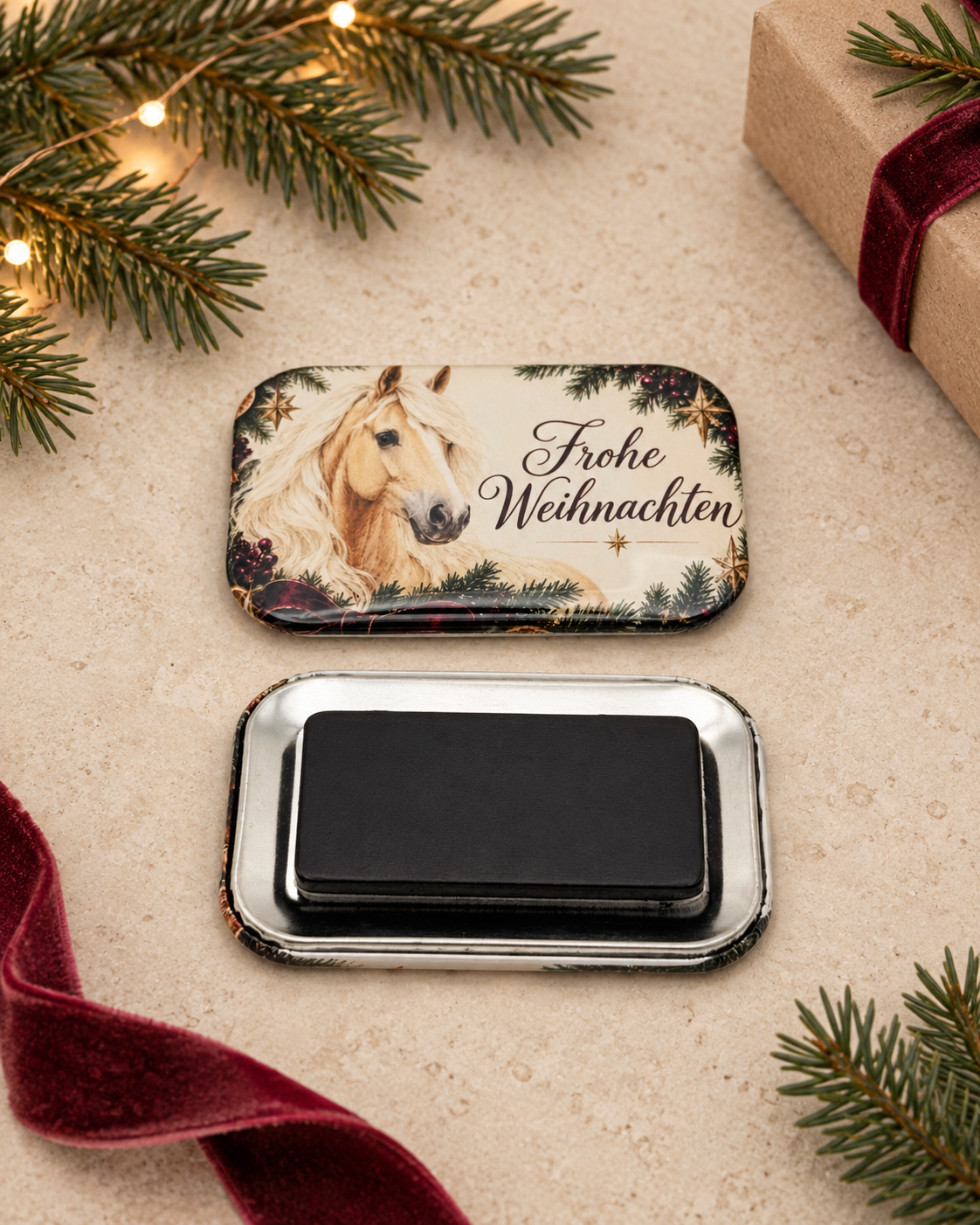 Weihnachtsmagnet mit Pferdemotiven – Geschenkidee für Pferdefans