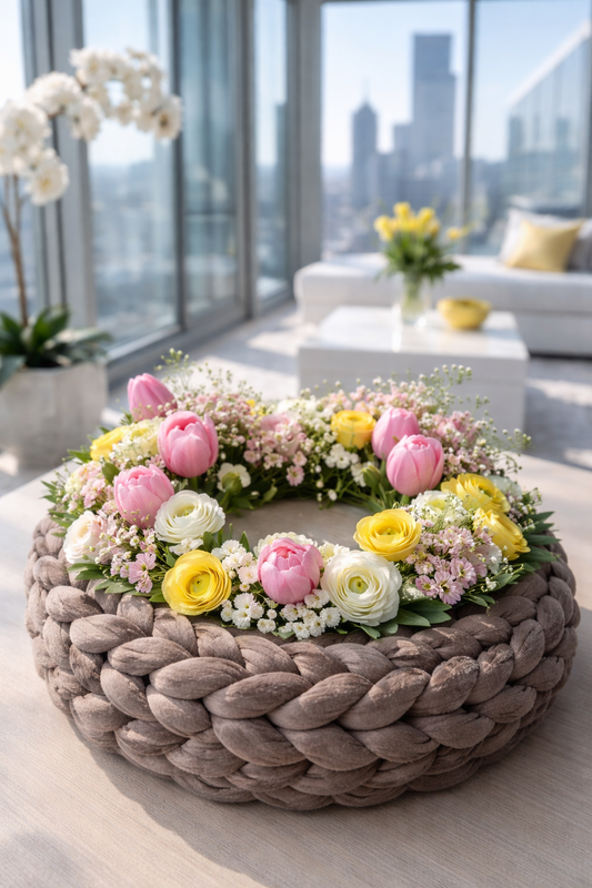 Samtkranz Braun– handgefertigter Tür- & Tischkranz aus Samtgarn – 22cm bis 40cm