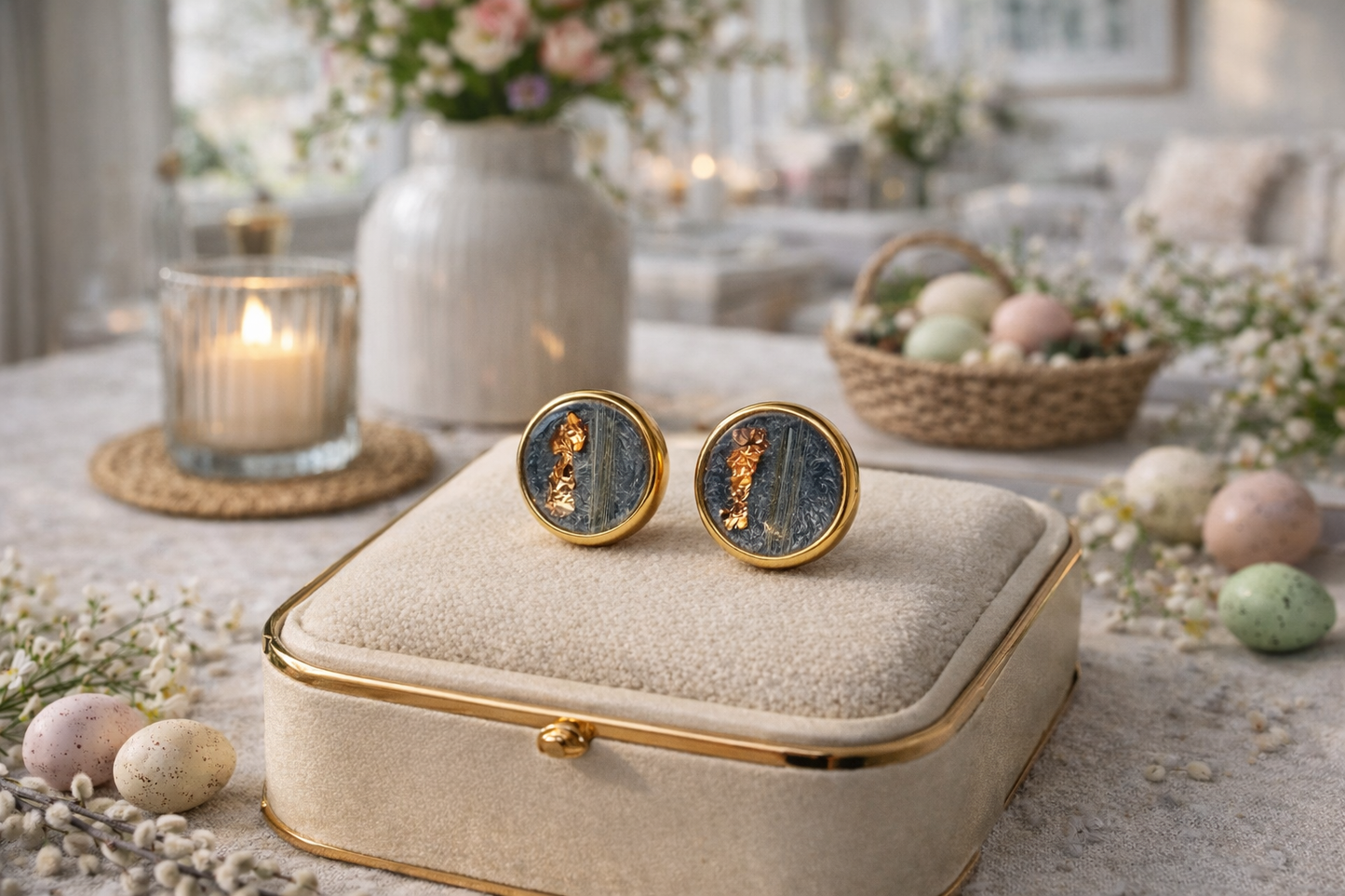 Personalisierte Ohrstecker aus Tierhaar - mit Blattveredlung