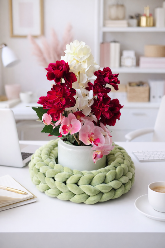 Samtkranz Salbeigrün – handgefertigter Tür- & Tischkranz aus Samtgarn – 22cm bis 40cm