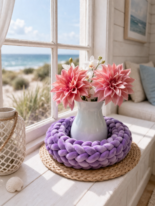 Samtkranz Lila  – handgefertigter Tür- & Tischkranz aus Samtgarn – 30 cm