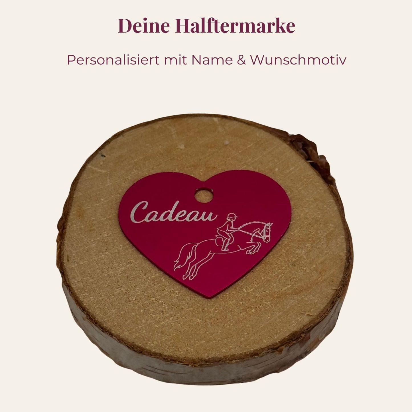 Personalisierte Halftermarke Herz mit Gravur
