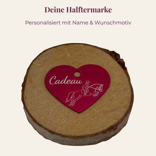 Personalisierte Halftermarke Herz mit Gravur