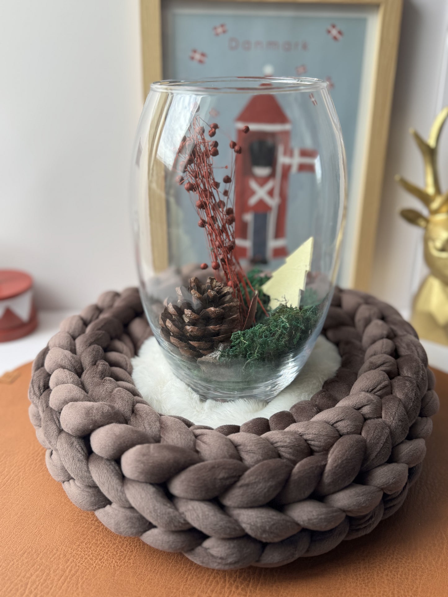 Samtkranz Braun– handgefertigter Tür- & Tischkranz aus Samtgarn – 22cm bis 40cm