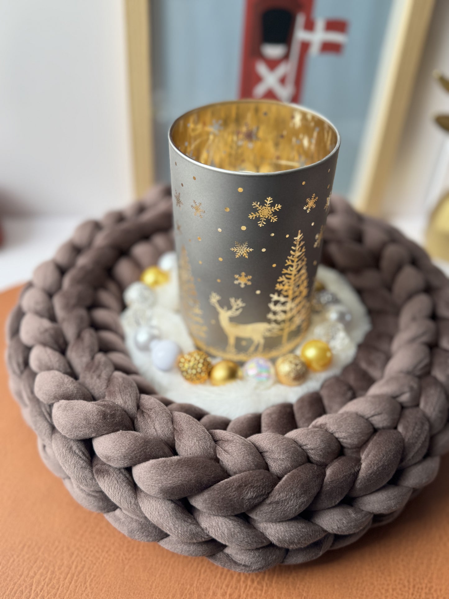 Samtkranz Braun– handgefertigter Tür- & Tischkranz aus Samtgarn – 22cm bis 40cm