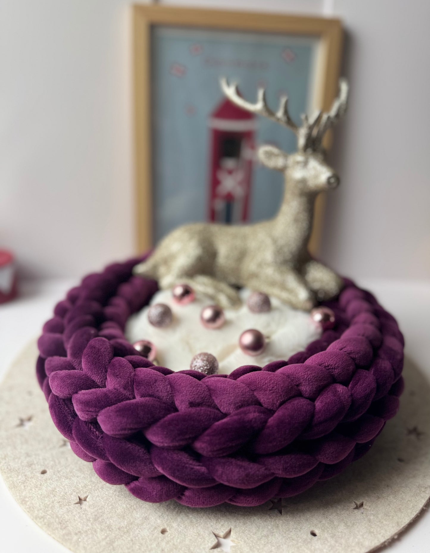 Samtkranz Beere/Plum – handgefertigter Tür- & Tischkranz aus Samtgarn – 22cm bis 40cm