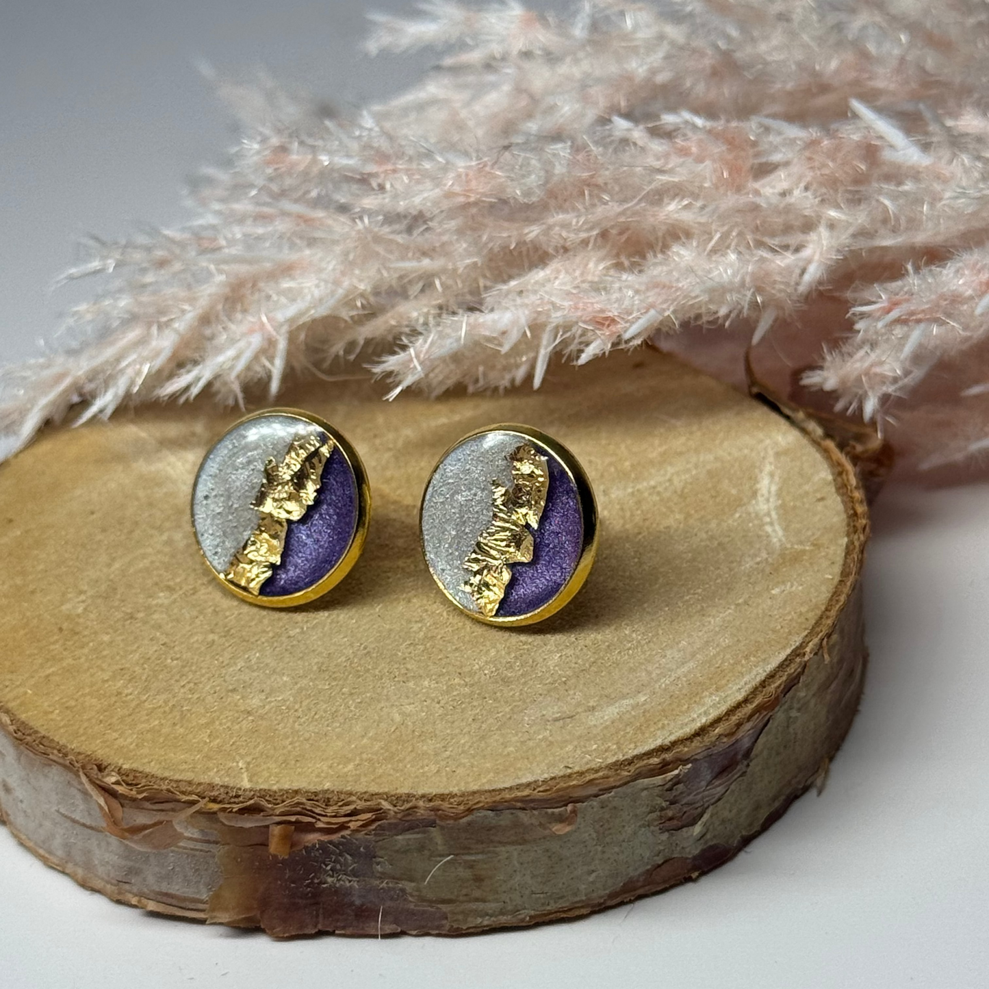 Ohrringe - Stecker mit Blattgold I 12mm - mehrere Farbvarianten