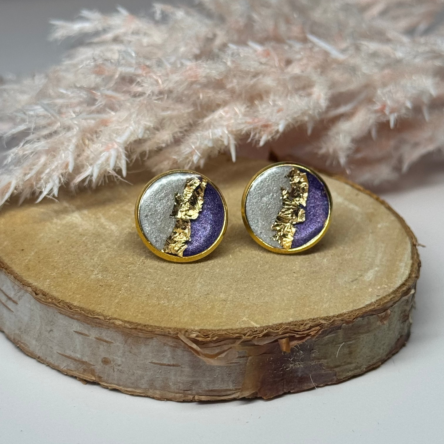 Ohrringe - Stecker mit Blattgold I 12mm - mehrere Farbvarianten