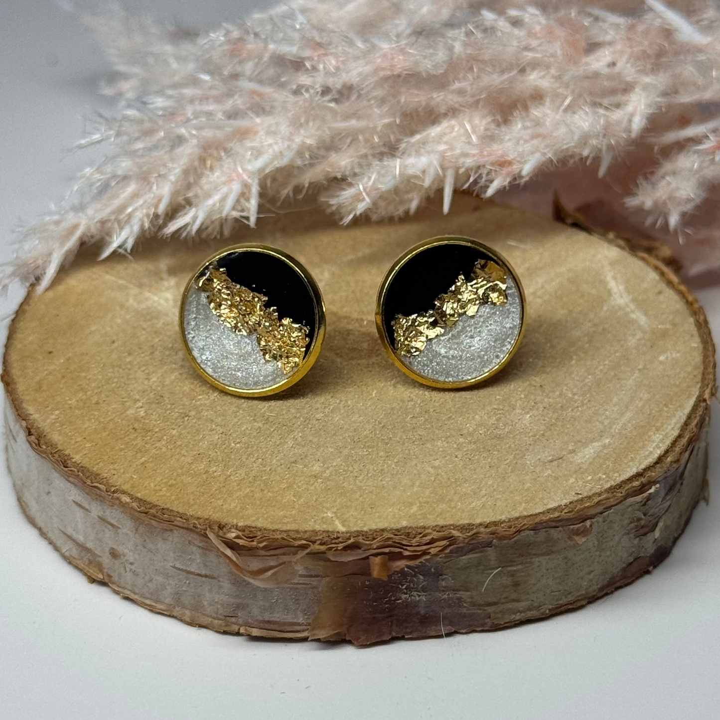 Ohrringe - Stecker mit Blattgold I 12mm - mehrere Farbvarianten