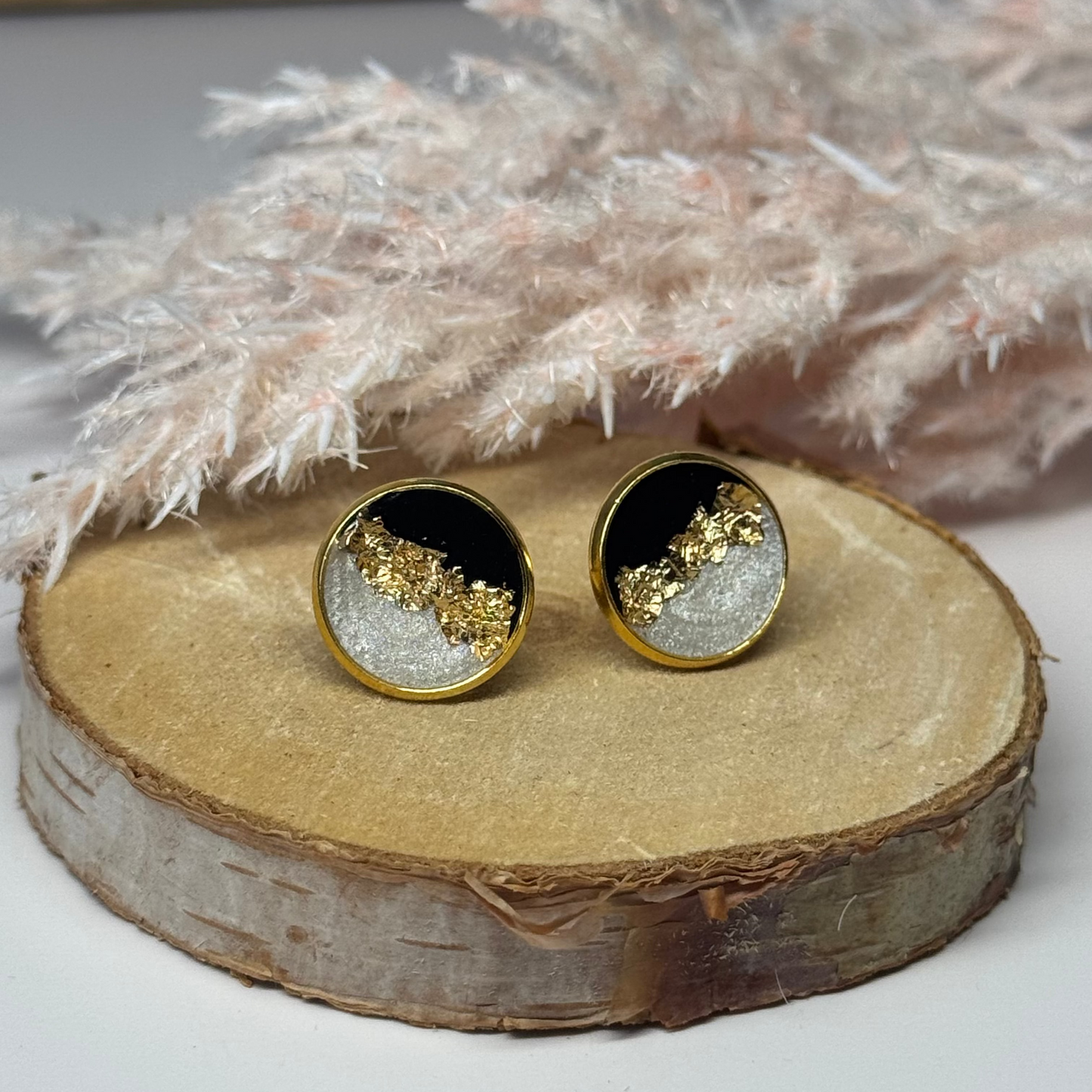 Ohrringe - Stecker mit Blattgold I 12mm - mehrere Farbvarianten