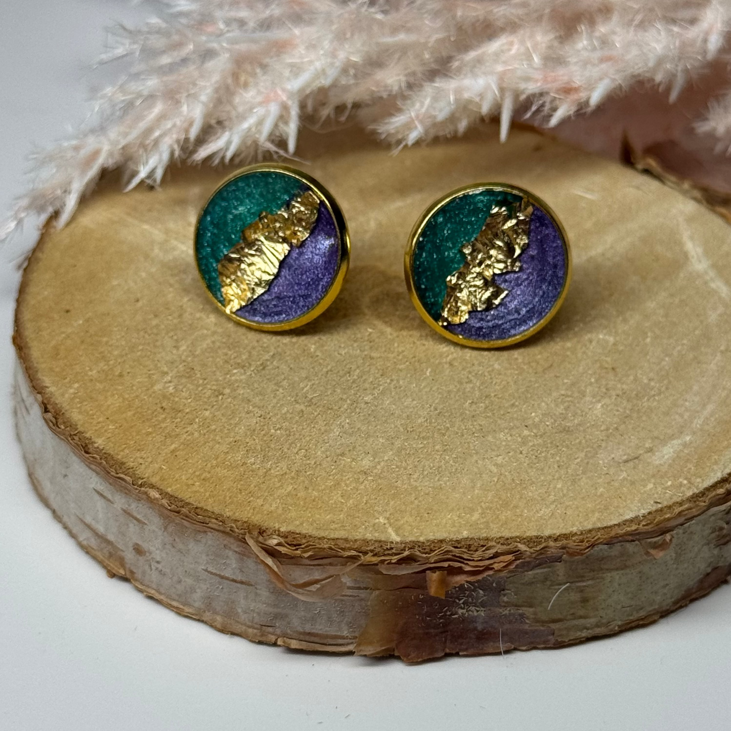 Ohrringe - Stecker mit Blattgold I 12mm - mehrere Farbvarianten