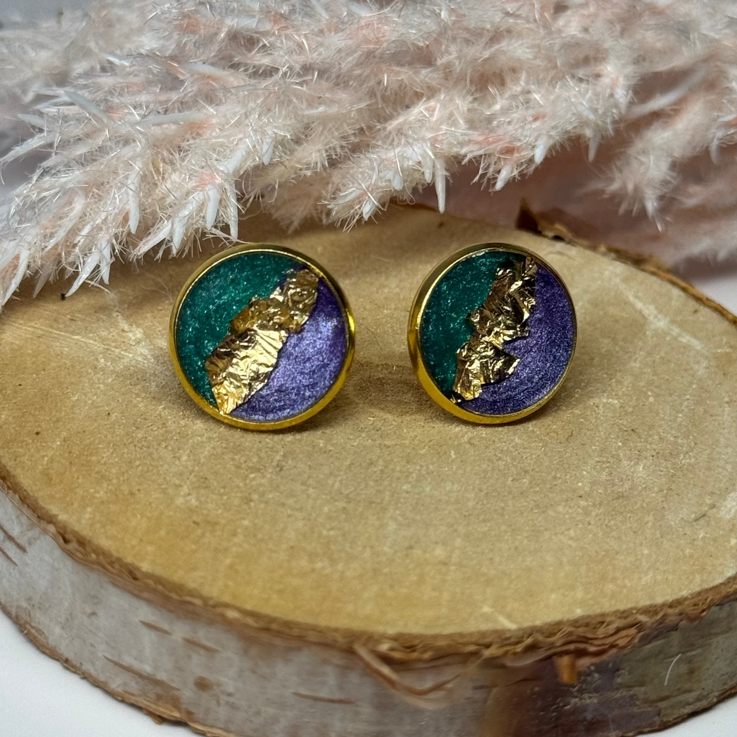 Ohrringe - Stecker mit Blattgold I 12mm - mehrere Farbvarianten