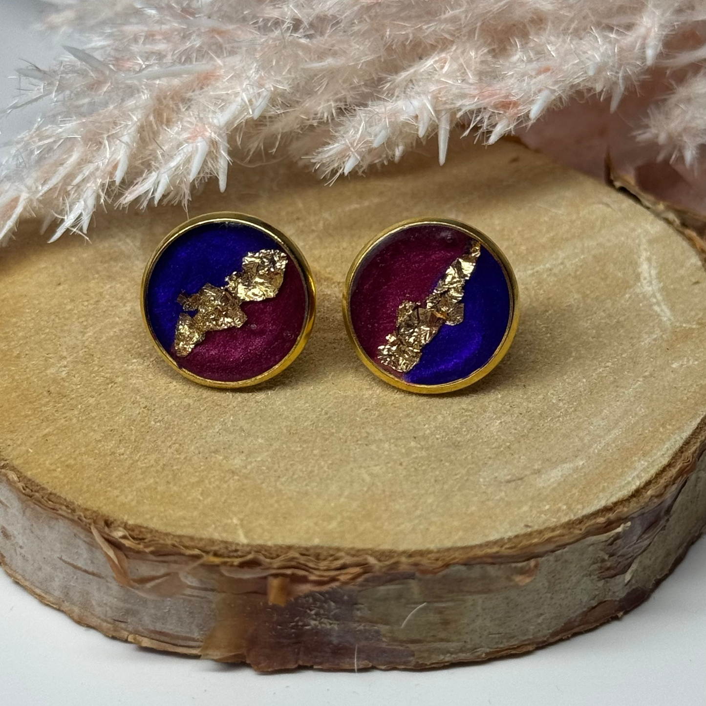 Ohrringe - Stecker mit Blattgold I 12mm - mehrere Farbvarianten