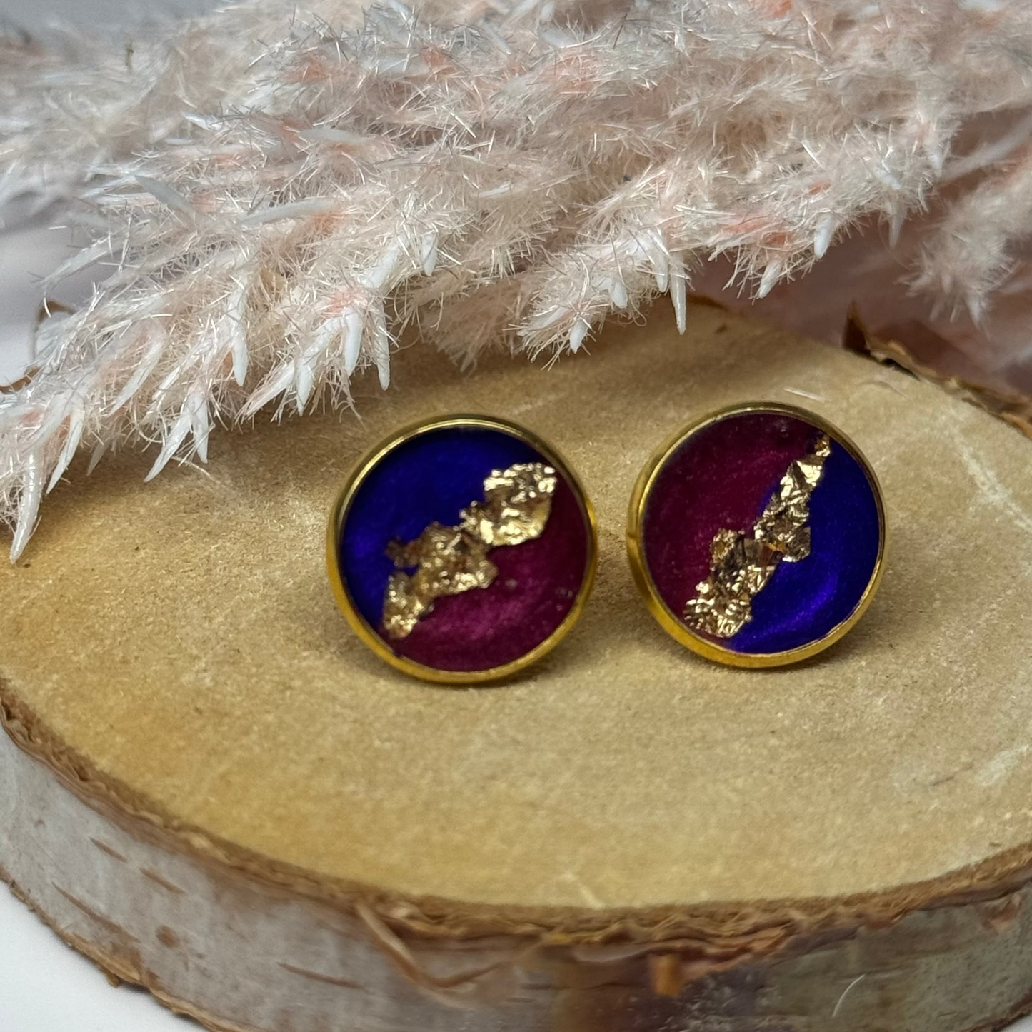 Ohrringe - Stecker mit Blattgold I 12mm - mehrere Farbvarianten