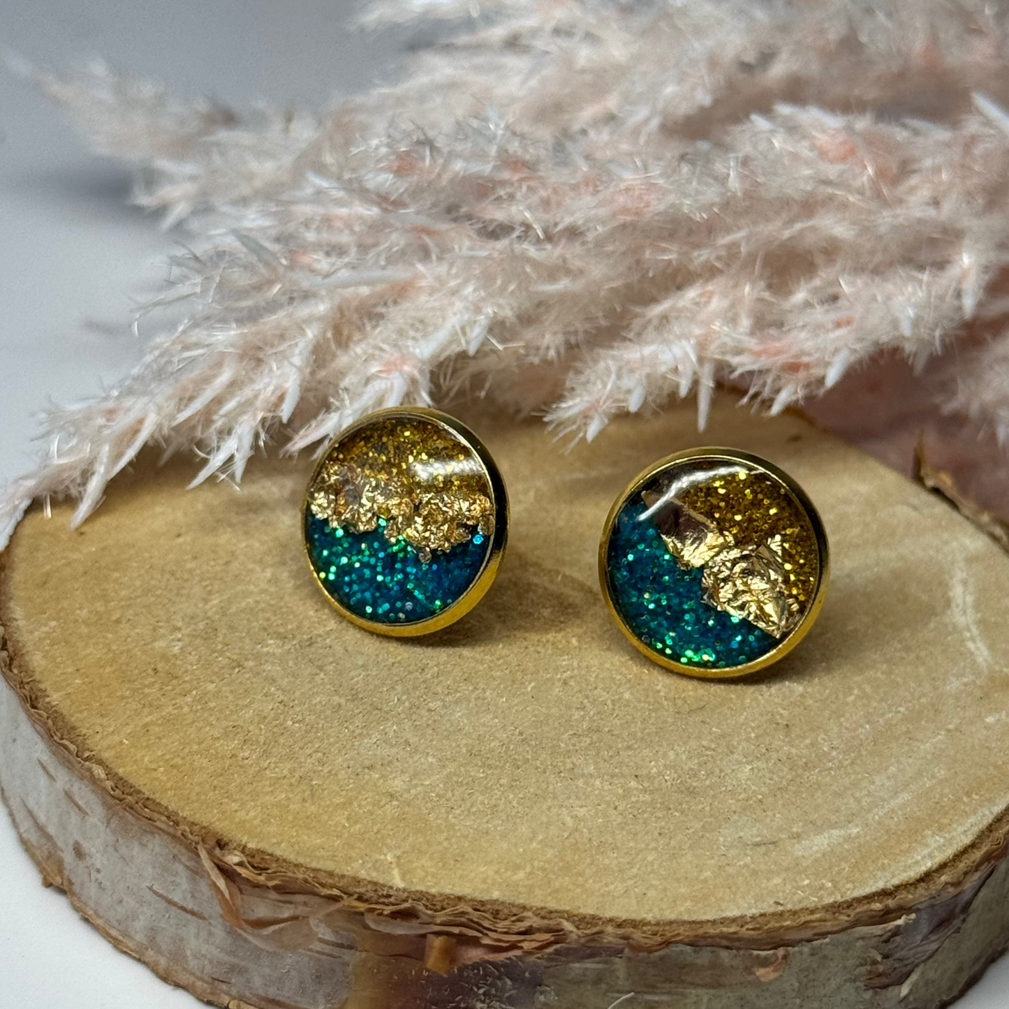 Ohrringe - Stecker mit Blattgold I 12mm - mehrere Farbvarianten