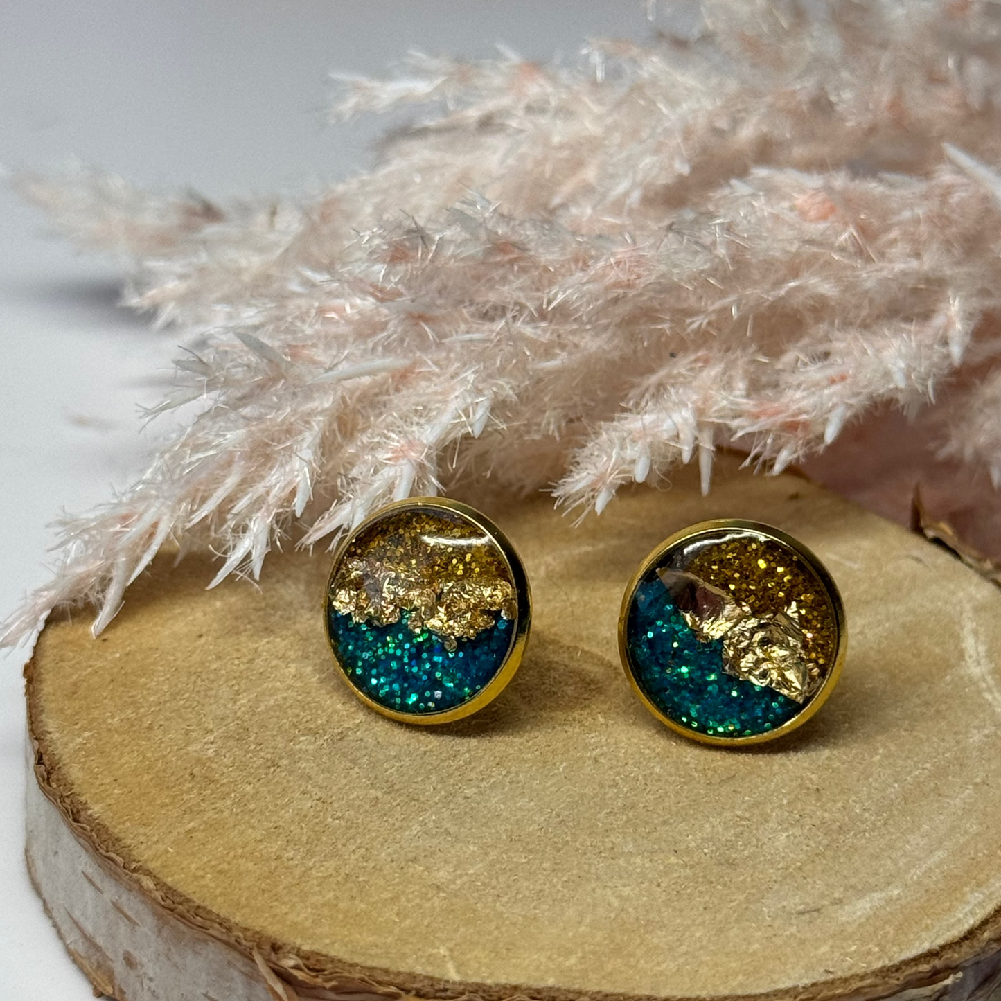 Ohrringe - Stecker mit Blattgold I 12mm - mehrere Farbvarianten