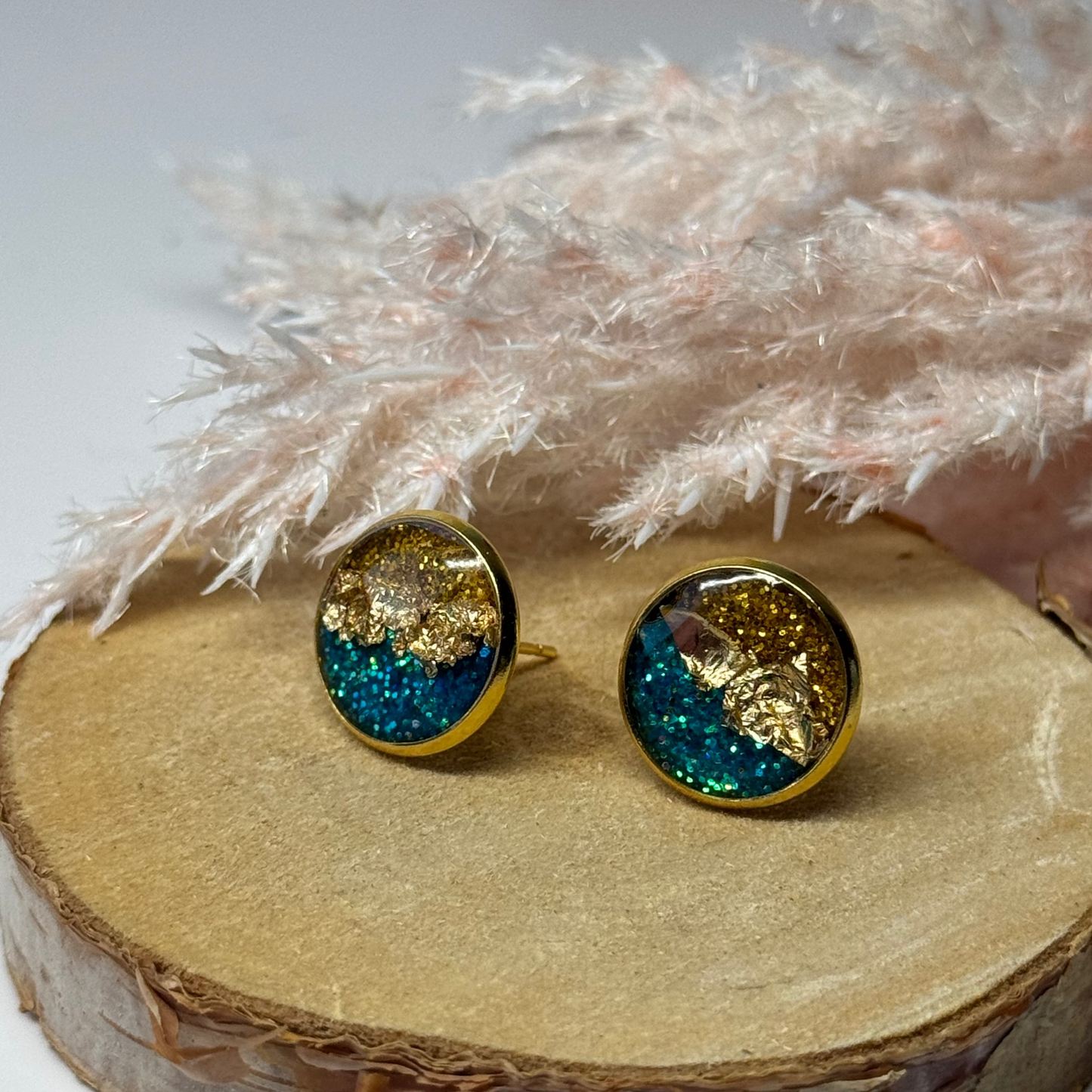 Ohrringe - Stecker mit Blattgold I 12mm - mehrere Farbvarianten