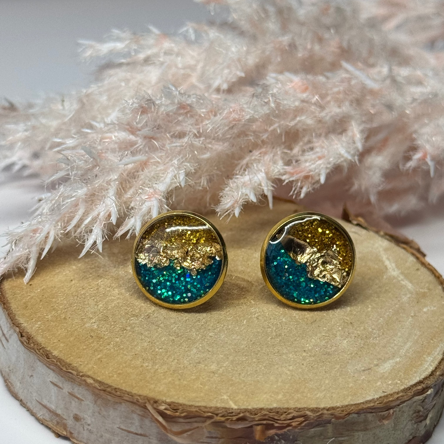 Ohrringe - Stecker mit Blattgold I 12mm - mehrere Farbvarianten