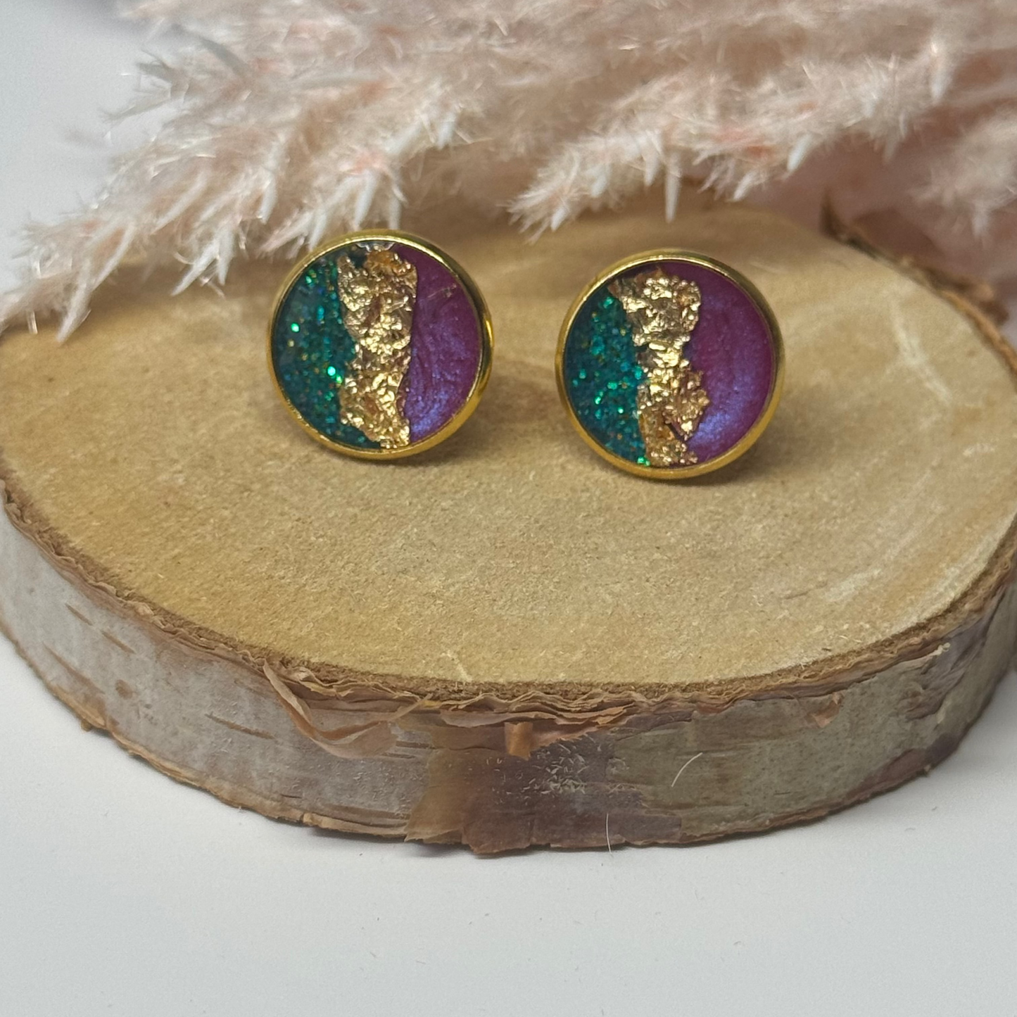 Ohrringe - Stecker mit Blattgold I 12mm - mehrere Farbvarianten