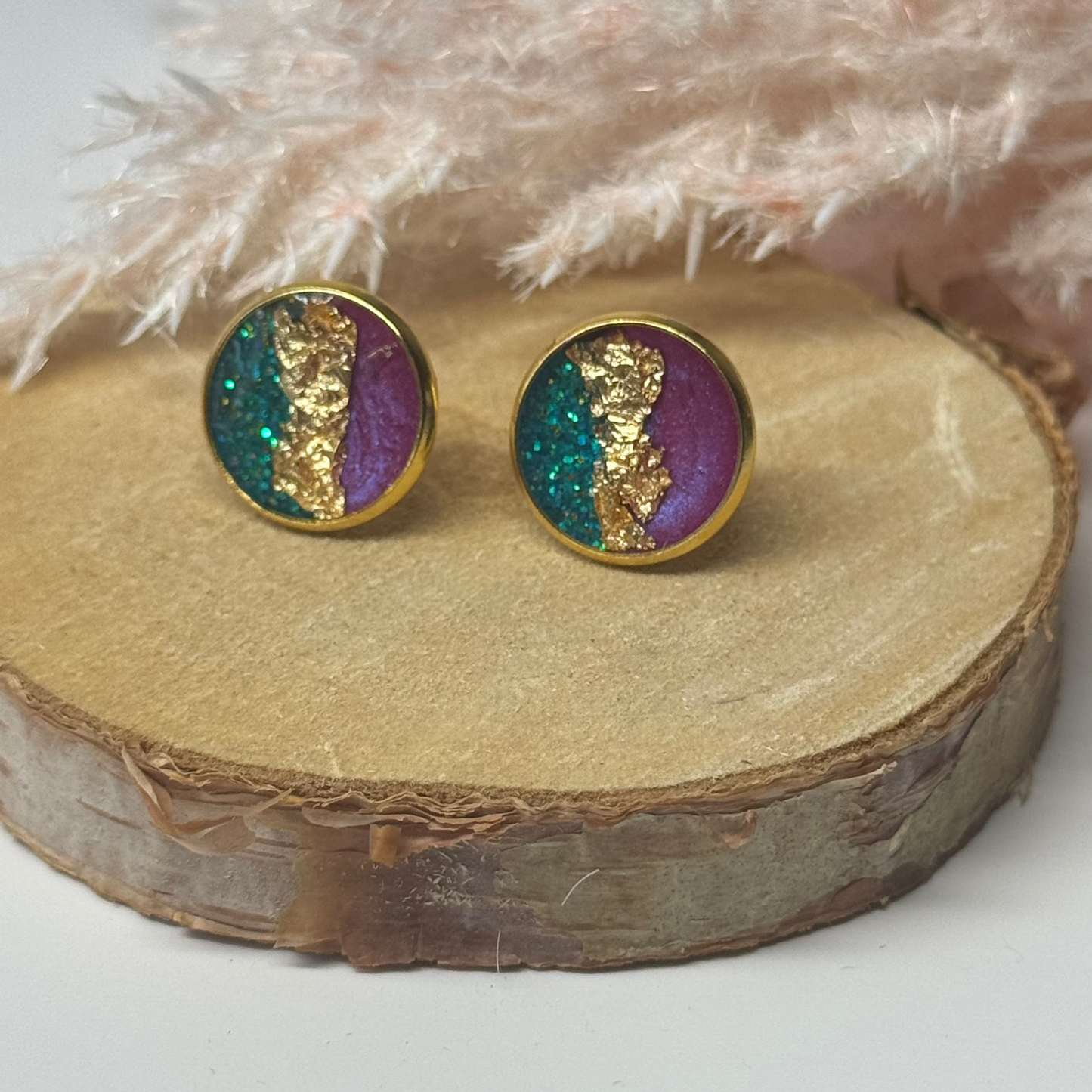 Ohrringe - Stecker mit Blattgold I 12mm - mehrere Farbvarianten