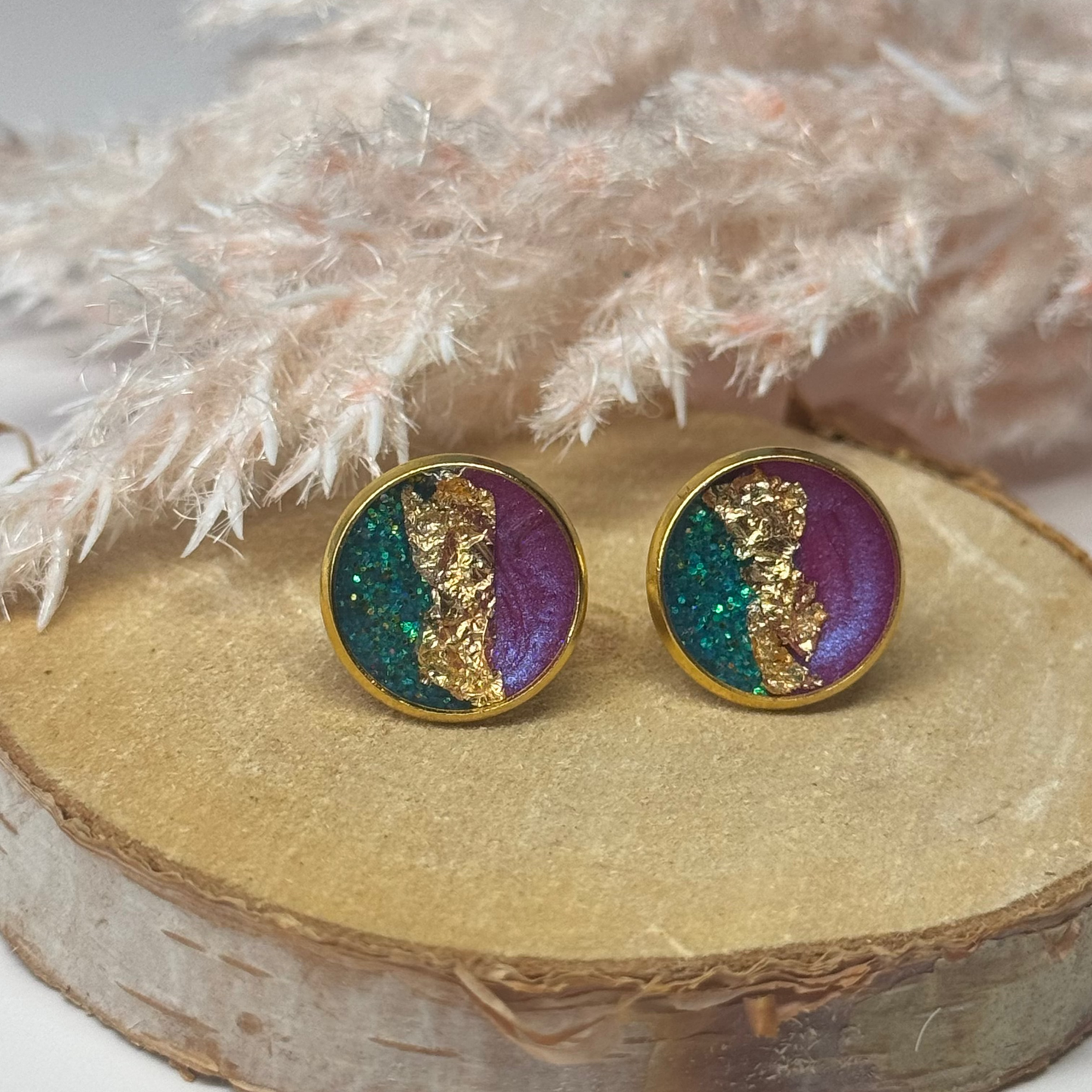 Ohrringe - Stecker mit Blattgold I 12mm - mehrere Farbvarianten