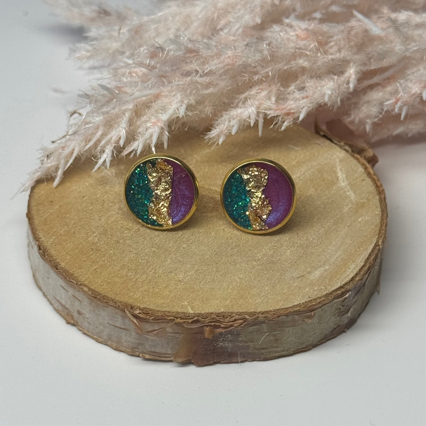 Ohrringe - Stecker mit Blattgold I 12mm - mehrere Farbvarianten