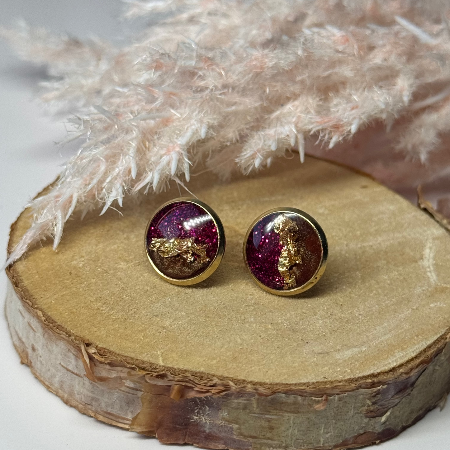 Ohrringe - Stecker mit Blattgold I 10mm - mehrere Farbvarianten