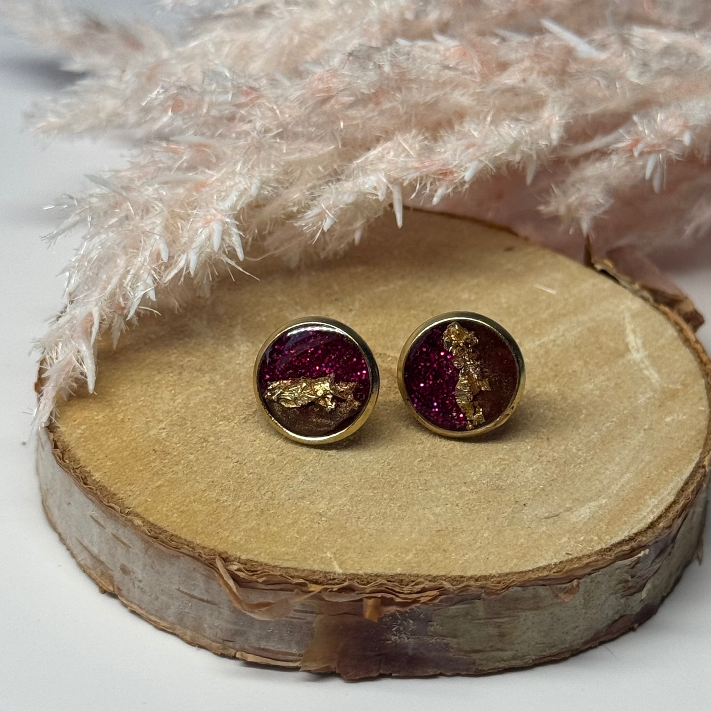 Ohrringe - Stecker mit Blattgold I 10mm - mehrere Farbvarianten