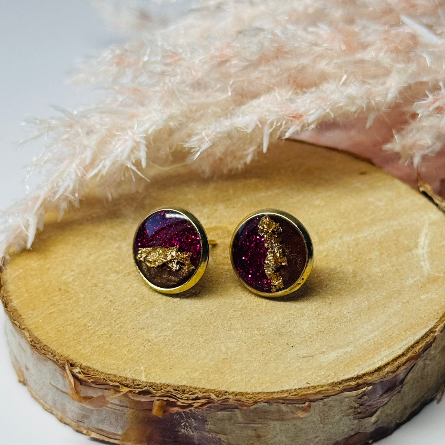 Ohrringe - Stecker mit Blattgold I 10mm - mehrere Farbvarianten