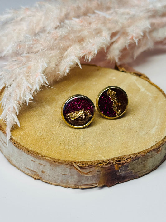Ohrringe - Stecker mit Blattgold I 10mm - mehrere Farbvarianten