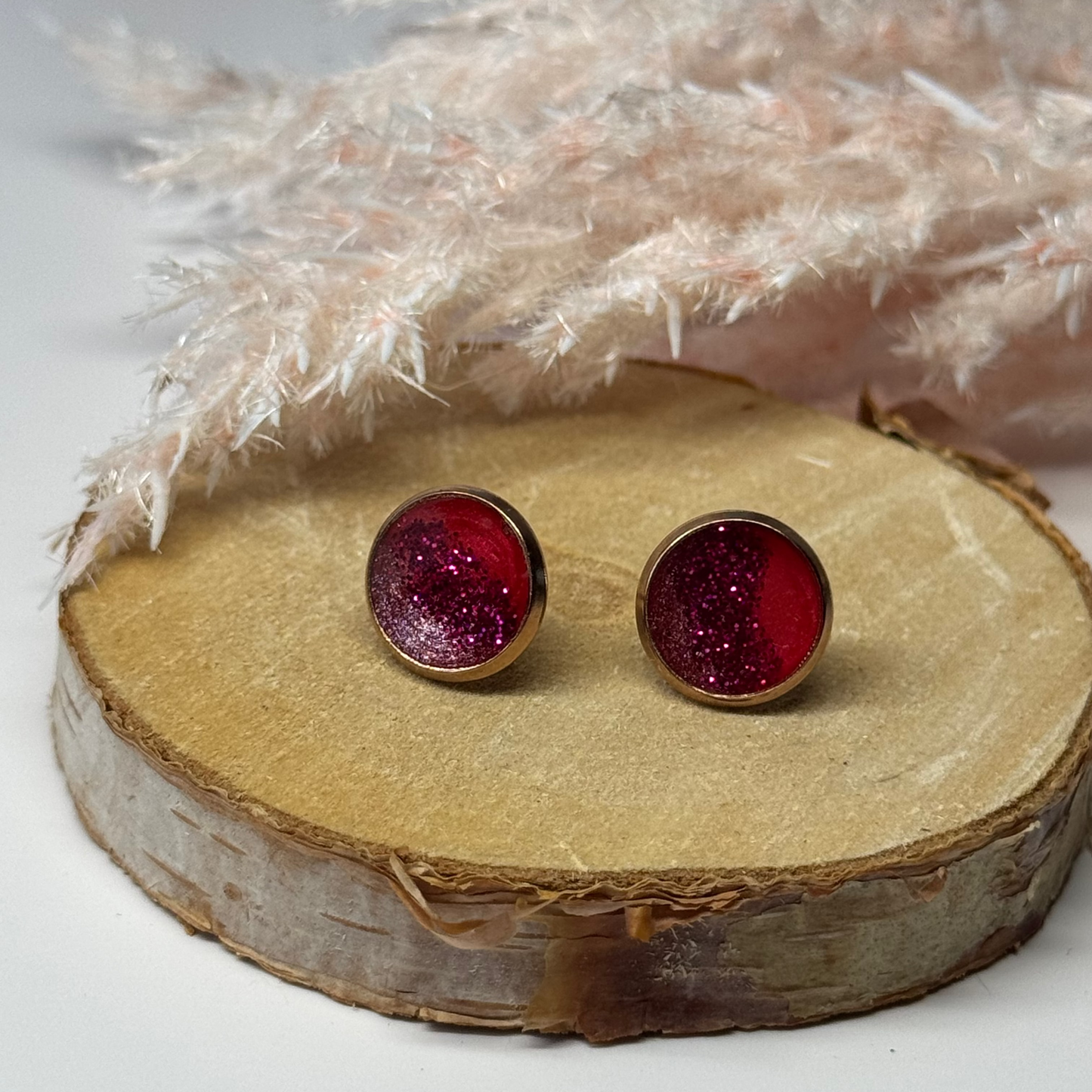 Ohrringe - Stecker mit Veredlung Roségolden I 10mm - mehrere Farbvarianten