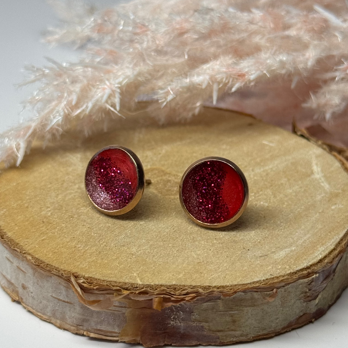 Ohrringe - Stecker mit Veredlung Roségolden I 10mm - mehrere Farbvarianten