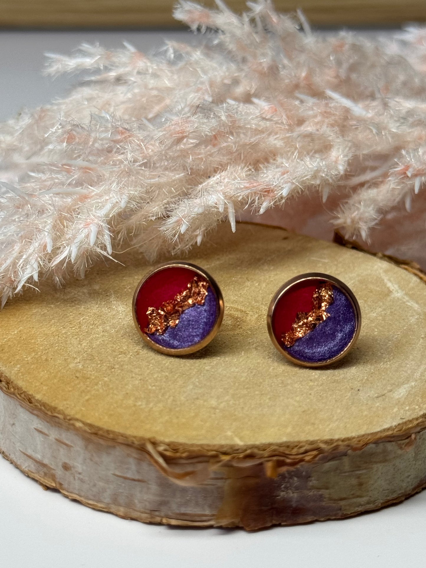 Ohrringe - Stecker mit Blattroségold I 10mm - mehrere Farbvarianten