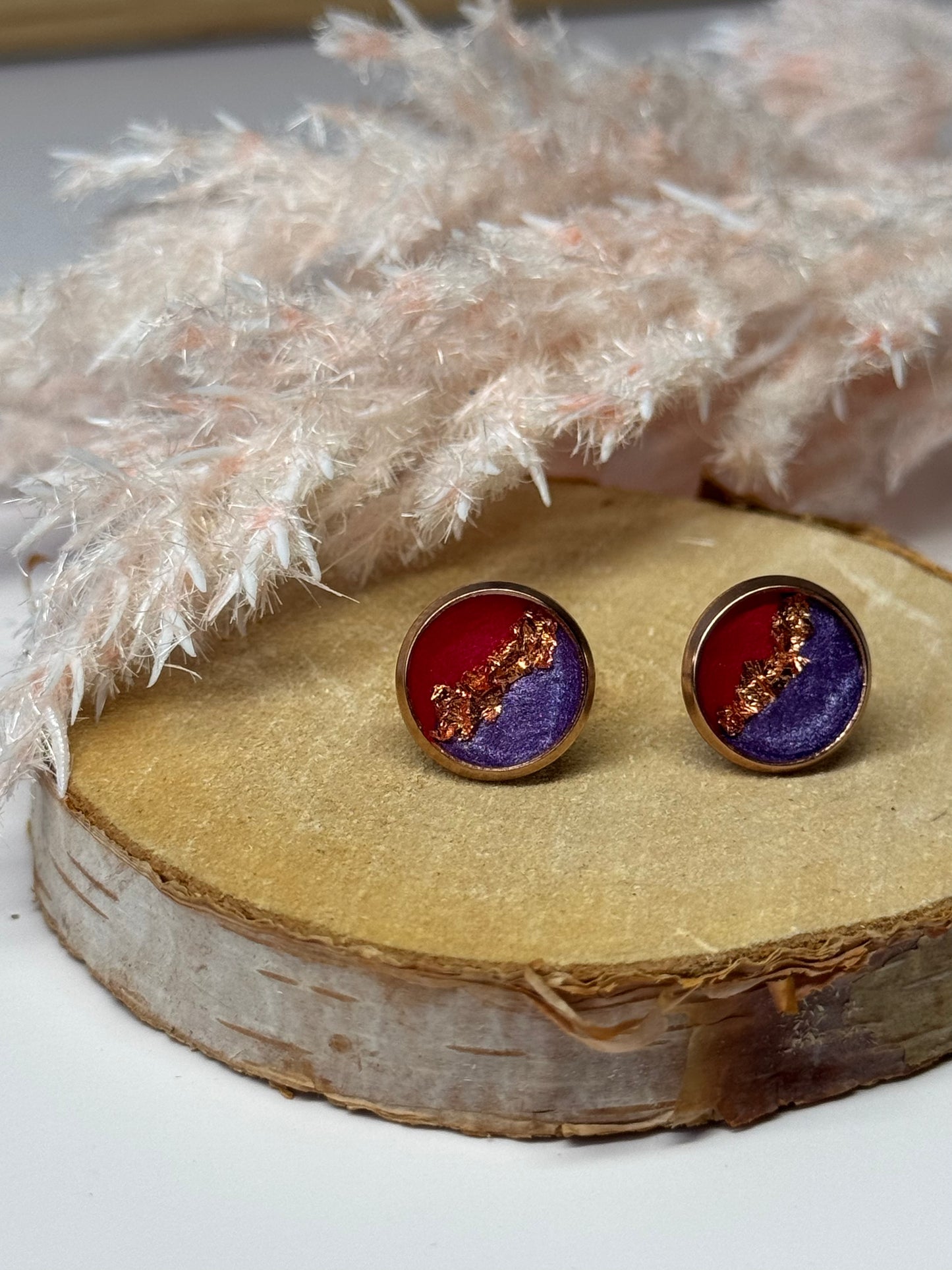 Ohrringe - Stecker mit Blattroségold I 10mm - mehrere Farbvarianten