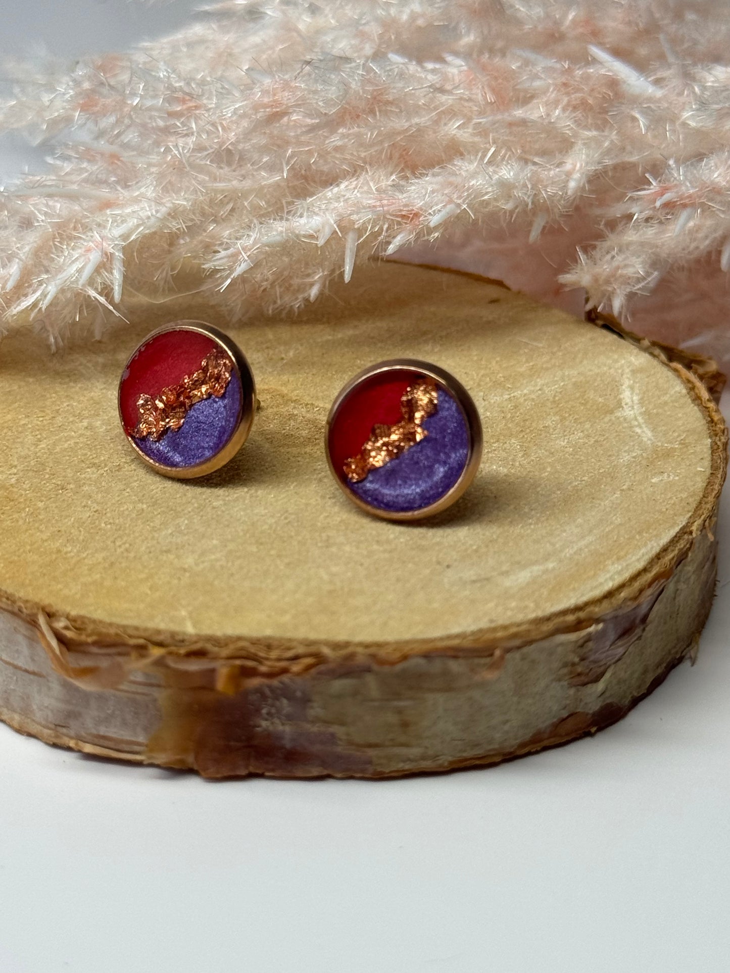 Ohrringe - Stecker mit Blattroségold I 10mm - mehrere Farbvarianten