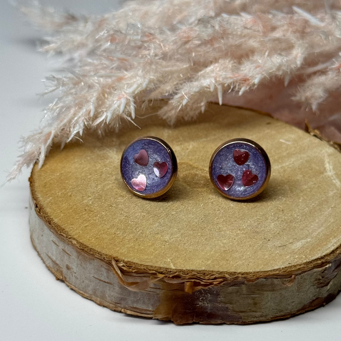 Ohrringe - Stecker mit Veredlung Roségolden I 10mm - mehrere Farbvarianten