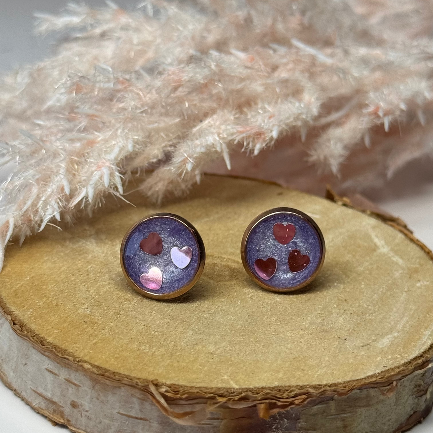 Ohrringe - Stecker mit Veredlung Roségolden I 10mm - mehrere Farbvarianten