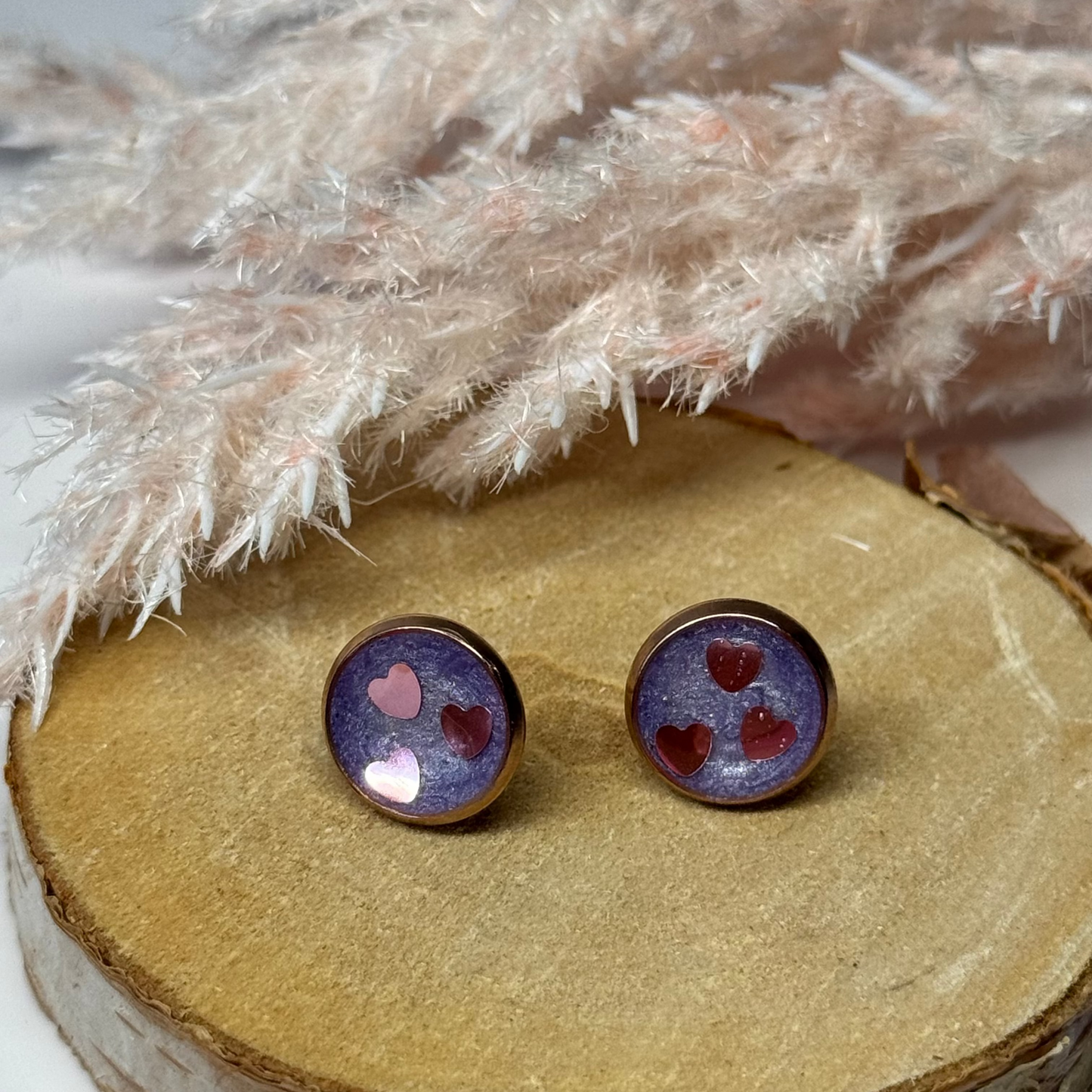 Ohrringe - Stecker mit Veredlung Roségolden I 10mm - mehrere Farbvarianten