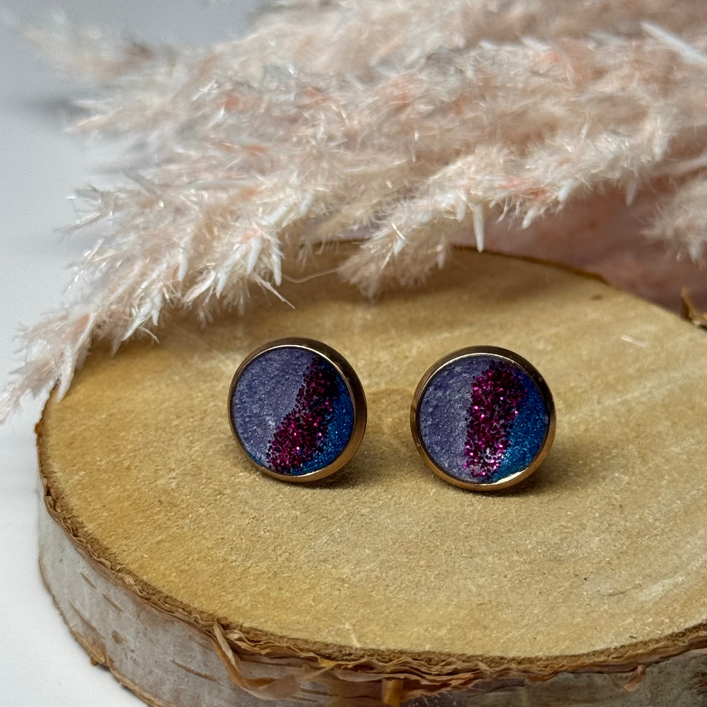 Ohrringe - Stecker mit Veredlung Roségolden I 10mm - mehrere Farbvarianten