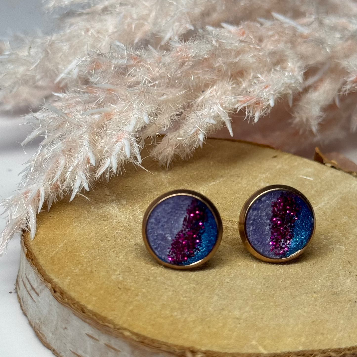 Ohrringe - Stecker mit Veredlung Roségolden I 10mm - mehrere Farbvarianten