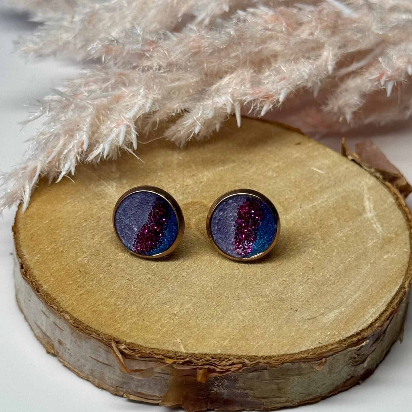 Ohrringe - Stecker mit Veredlung Roségolden I 10mm - mehrere Farbvarianten